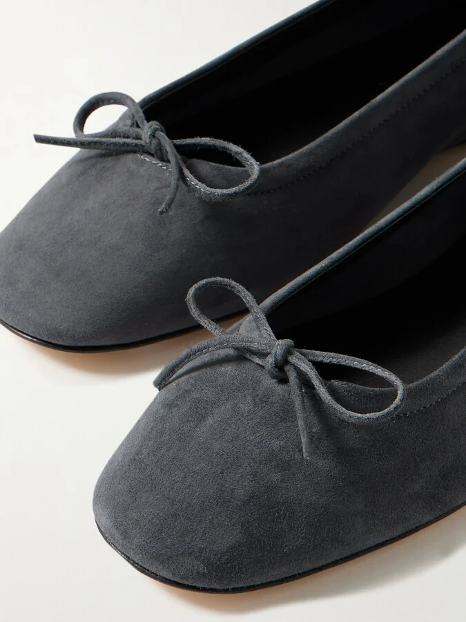 Aeyde - Delfina Suede Ballet Flats - Gray - Image 4