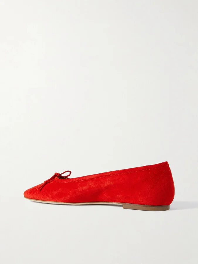 Aeyde - Delfina Suede Ballet Flats - Red - Image 3