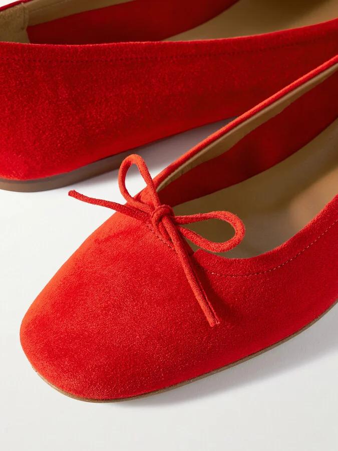 Aeyde - Delfina Suede Ballet Flats - Red - Image 4