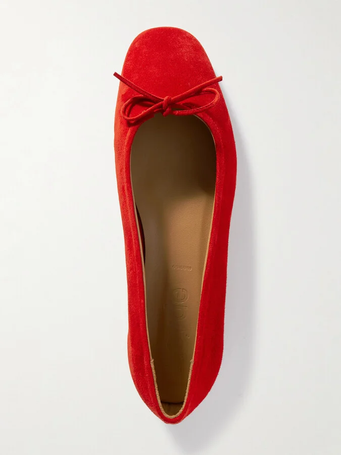 Aeyde - Delfina Suede Ballet Flats - Red - Image 5
