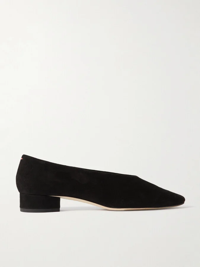 Aeyde - Delia Suede Ballet Flats - Black