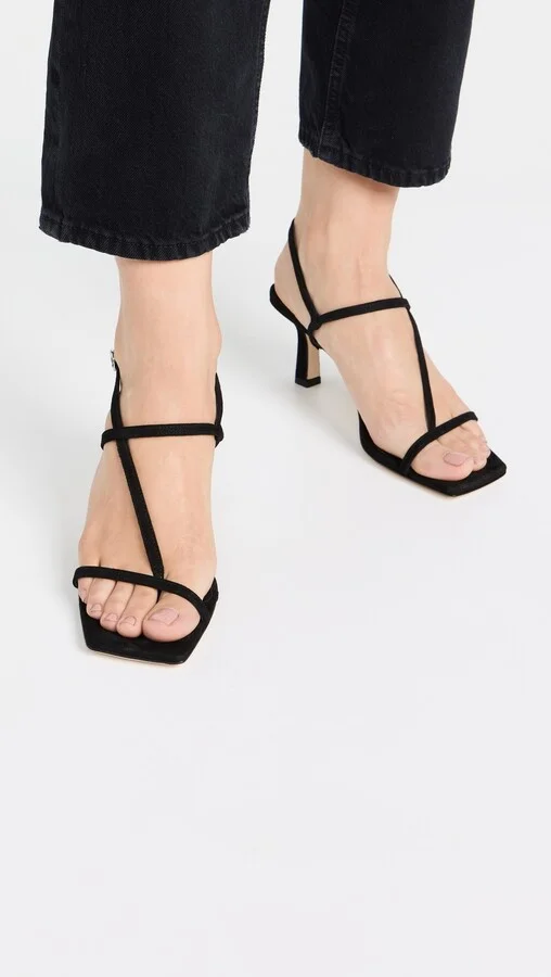 AEYDE Elise Kid Suede Leather Black Sandals - Image 2