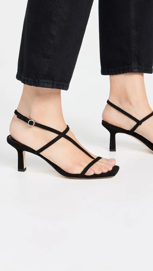 AEYDE Elise Kid Suede Leather Black Sandals - Image 4
