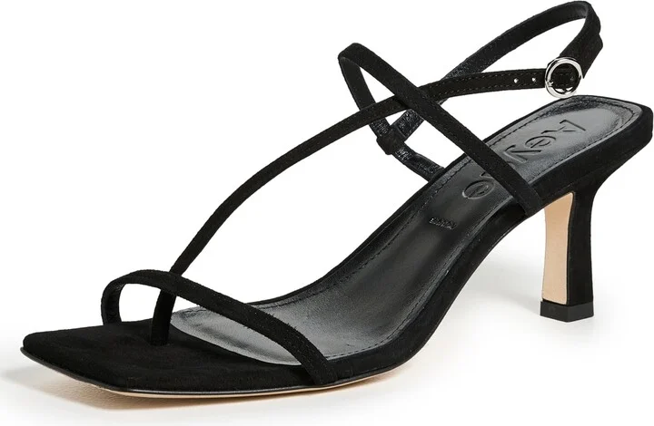 AEYDE Elise Kid Suede Leather Black Sandals