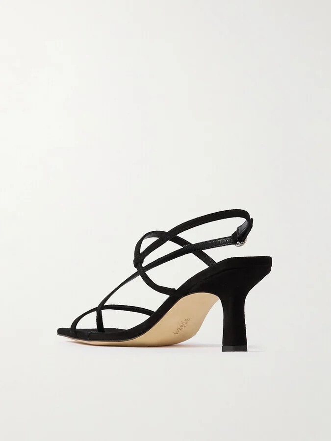 Aeyde - Elise Suede Slingback Sandals - Black - Image 3