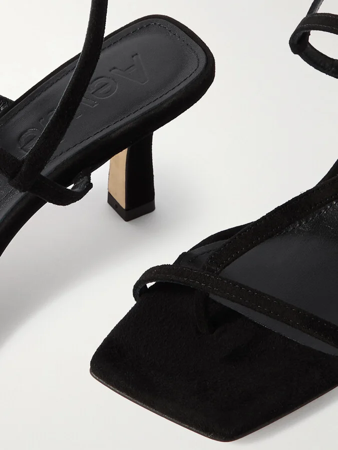Aeyde - Elise Suede Slingback Sandals - Black - Image 4