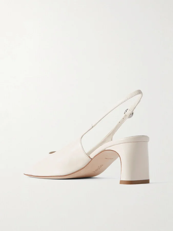 Aeyde - Eliza Leather Slingback Pumps - Cream - Image 3