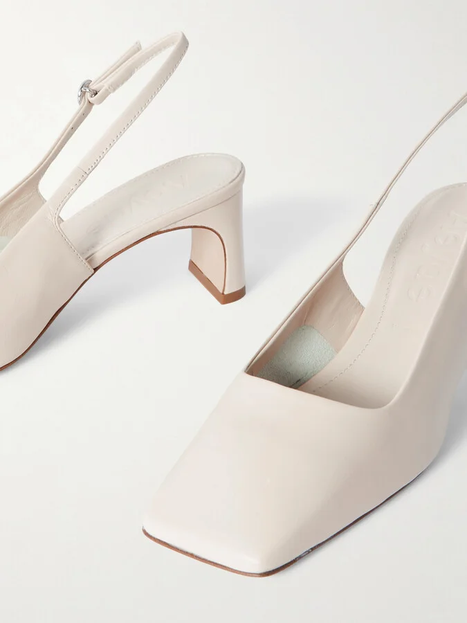 Aeyde - Eliza Leather Slingback Pumps - Cream - Image 4