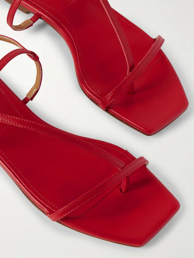Aeyde - Ella Leather Slingback Sandals - Red - Image 4