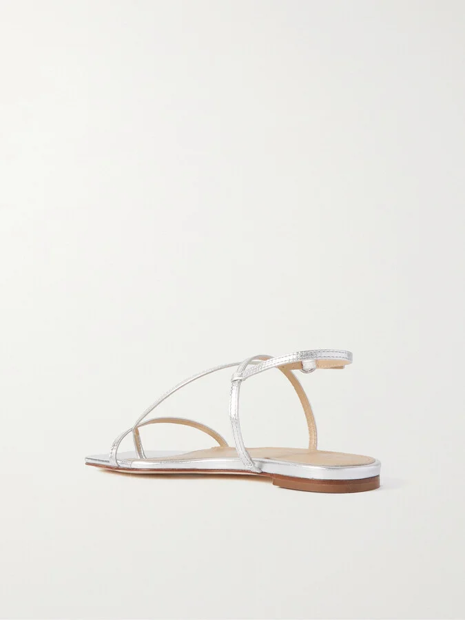 Aeyde - Ella Metallic Leather Sandals - Silver - Image 3