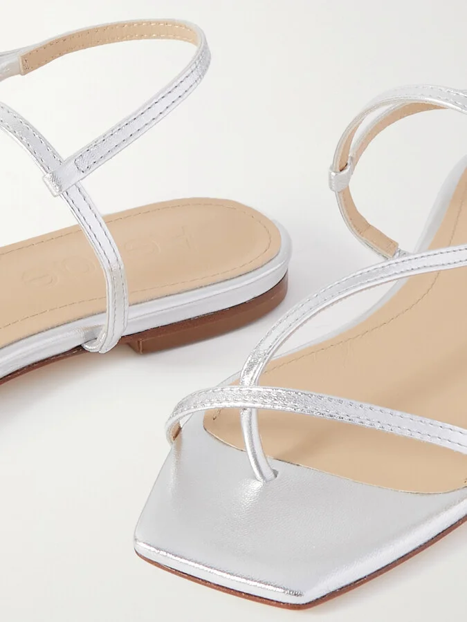 Aeyde - Ella Metallic Leather Sandals - Silver - Image 4