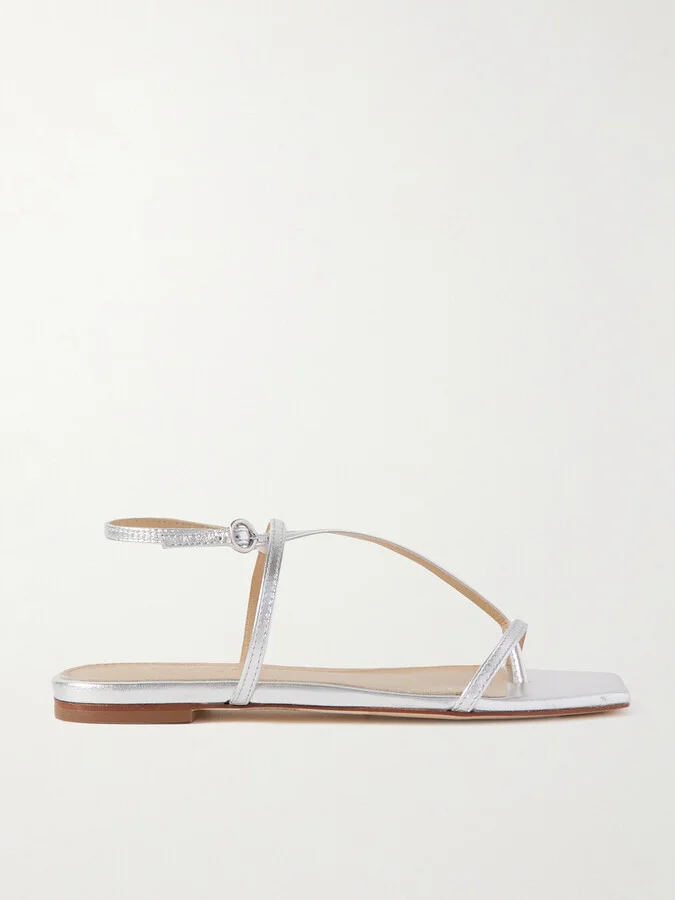 Aeyde - Ella Metallic Leather Sandals - Silver