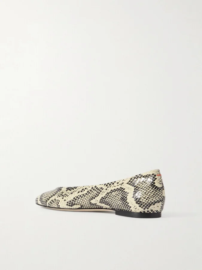 Aeyde - Ellie Snake-effect Leather Ballet Flats - Animal print - Image 3