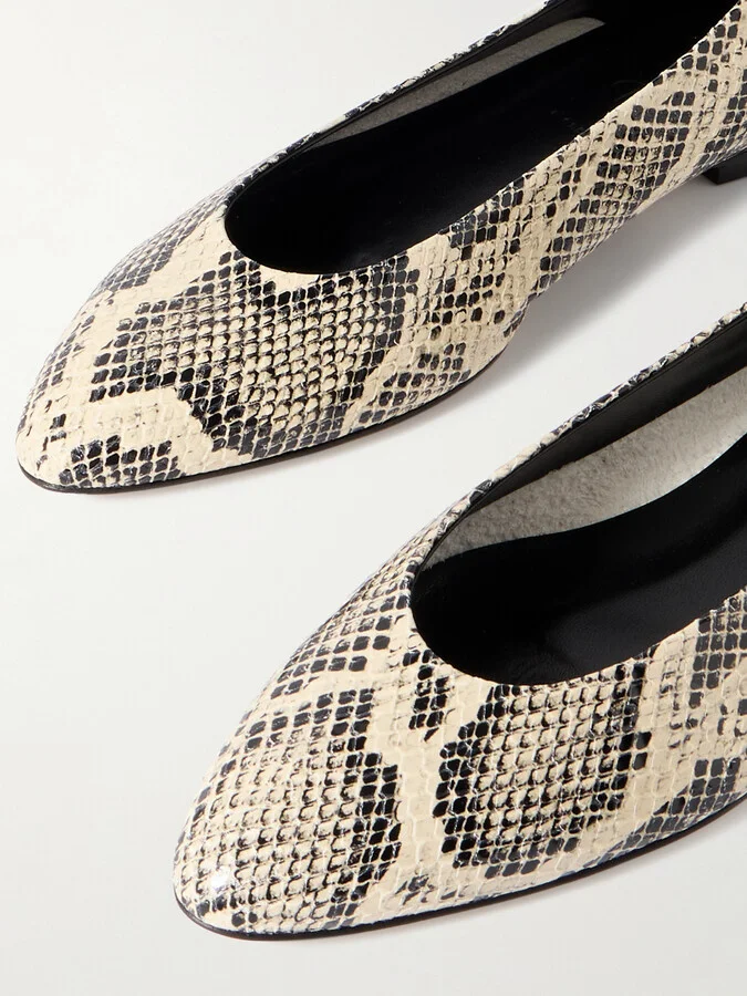 Aeyde - Ellie Snake-effect Leather Ballet Flats - Animal print - Image 4