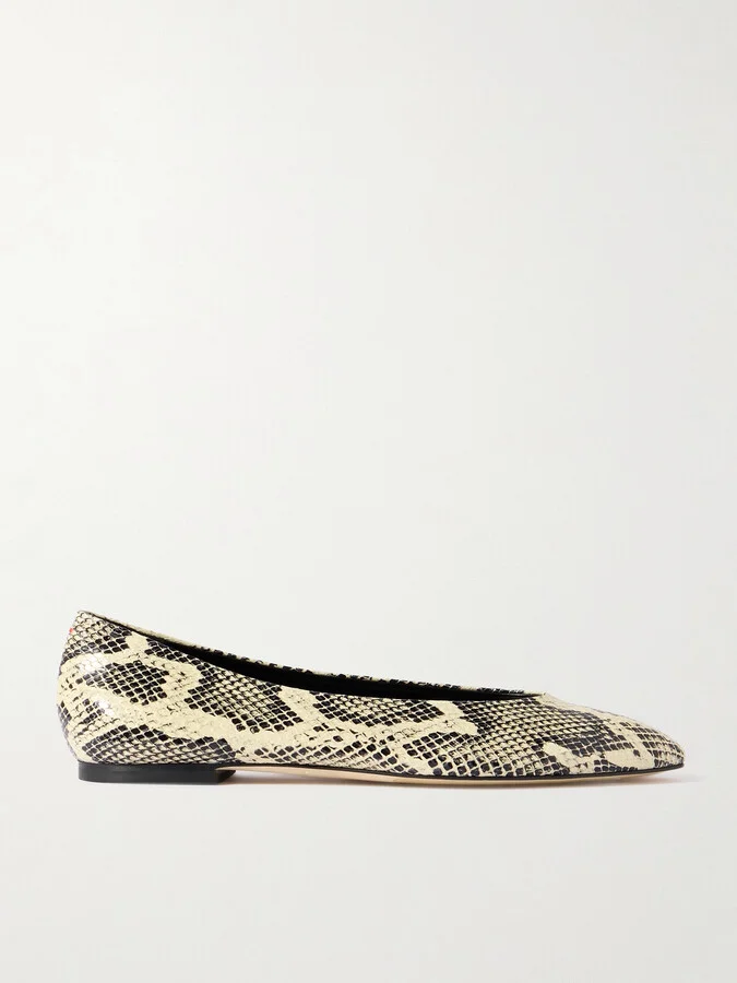 Aeyde - Ellie Snake-effect Leather Ballet Flats - Animal print