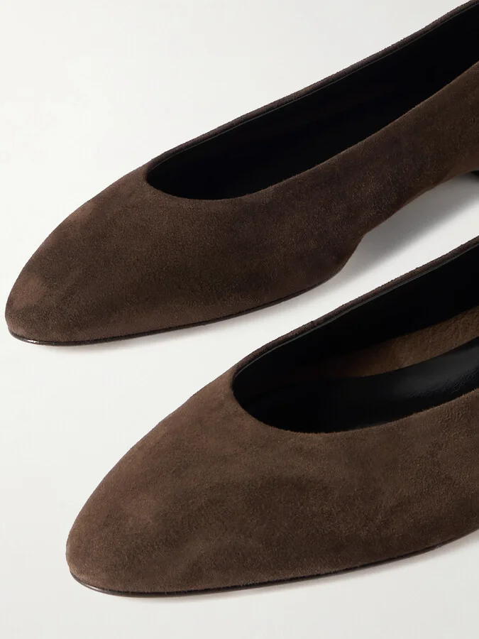 Aeyde - Ellie Suede Ballet Flats - Brown - Image 4