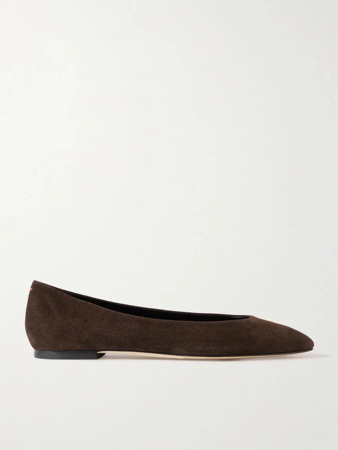 Aeyde - Ellie Suede Ballet Flats - Brown
