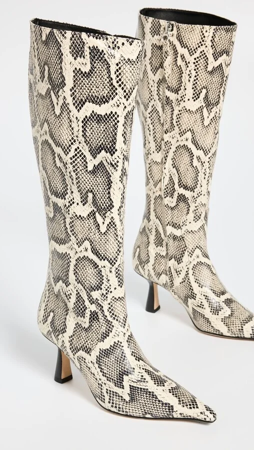 AEYDE Esme Snake Print Goat Leather Creamy Boots - Image 3