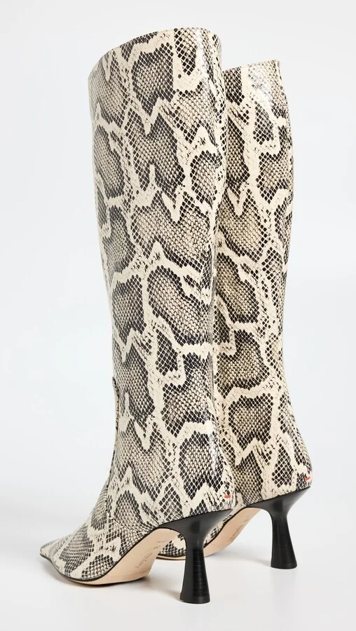 AEYDE Esme Snake Print Goat Leather Creamy Boots - Image 4
