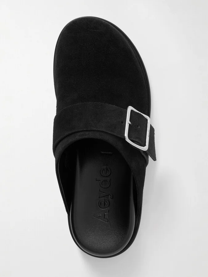 Aeyde - Finja Buckled Suede Mules - Black - Image 5