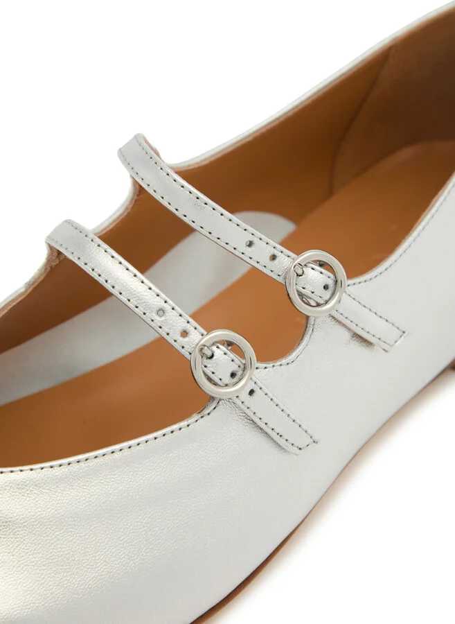 Aeyde Franny Metallic Leather Mary Jane Flats - Image 4