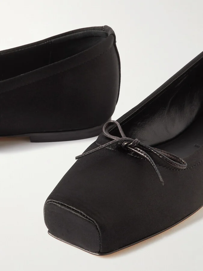 Aeyde - Gabriella Satin Ballet Flats - Black - Image 4