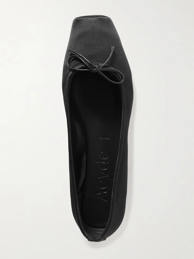 Aeyde - Gabriella Satin Ballet Flats - Black - Image 5