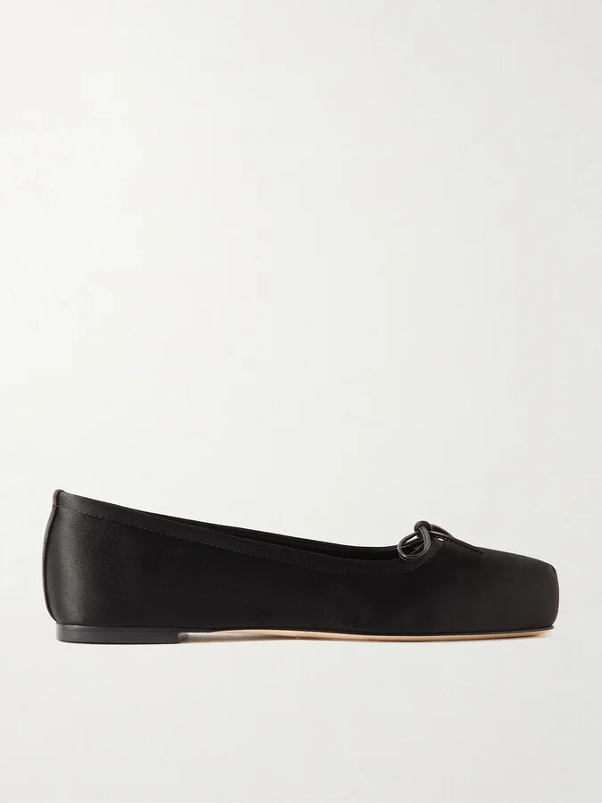 Aeyde - Gabriella Satin Ballet Flats - Black