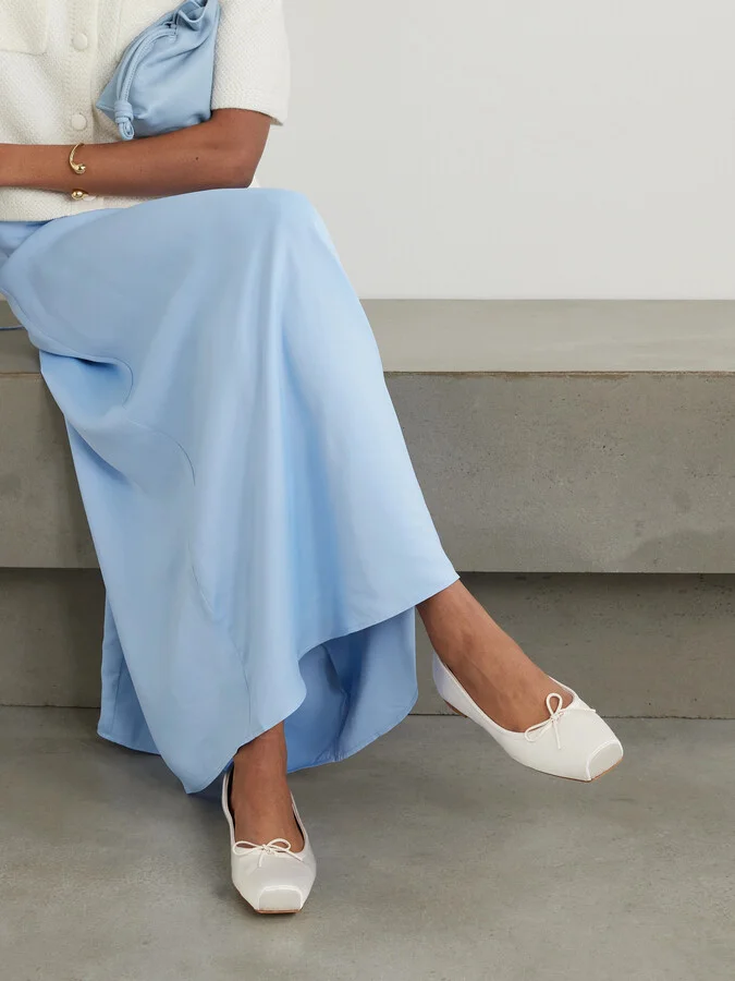 Aeyde - Gabriella Satin Ballet Flats - Cream - Image 2