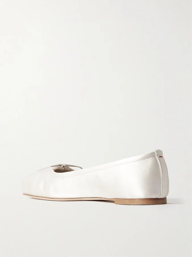 Aeyde - Gabriella Satin Ballet Flats - Cream - Image 3