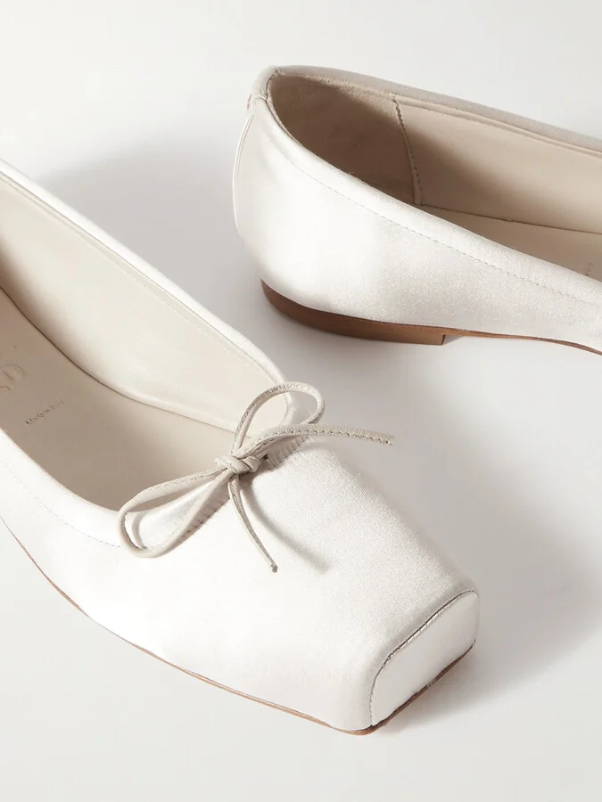 Aeyde - Gabriella Satin Ballet Flats - Cream - Image 4