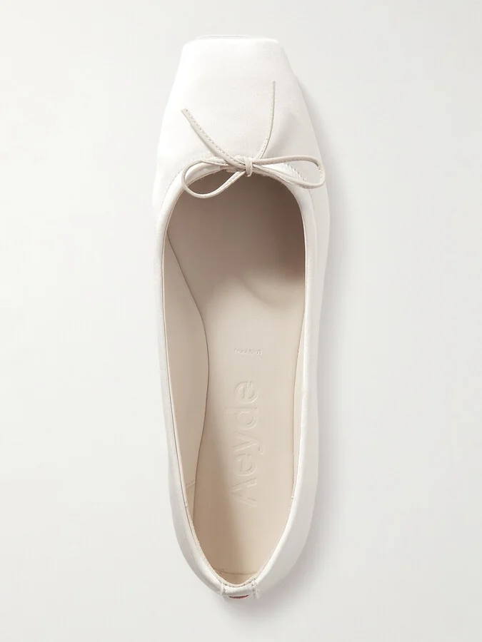Aeyde - Gabriella Satin Ballet Flats - Cream - Image 5