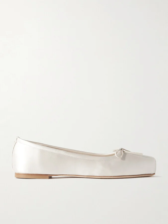 Aeyde - Gabriella Satin Ballet Flats - Cream