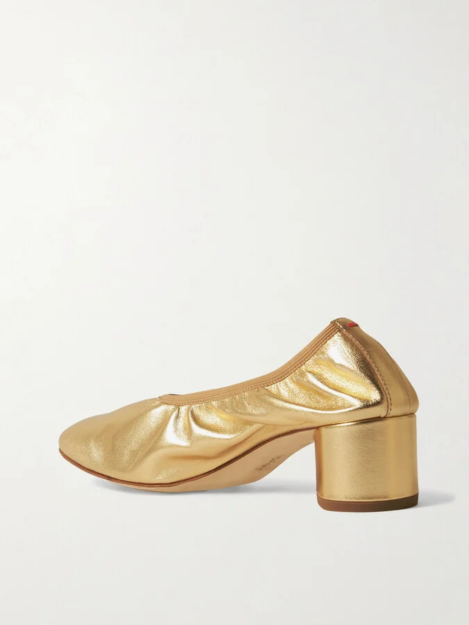 Aeyde - Gemma Metallic Leather Pumps - Gold - Image 3