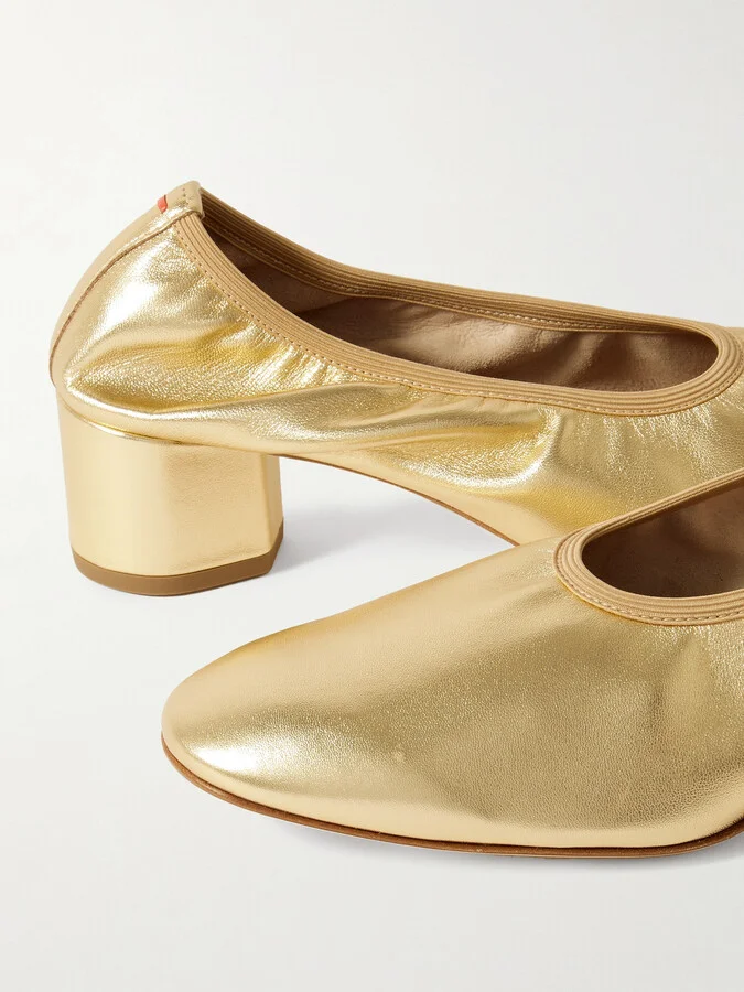 Aeyde - Gemma Metallic Leather Pumps - Gold - Image 4