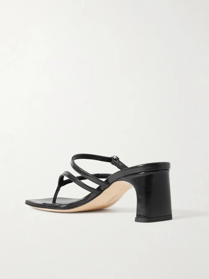 Aeyde - Giselle Glossed-leather Sandals - Black - Image 3