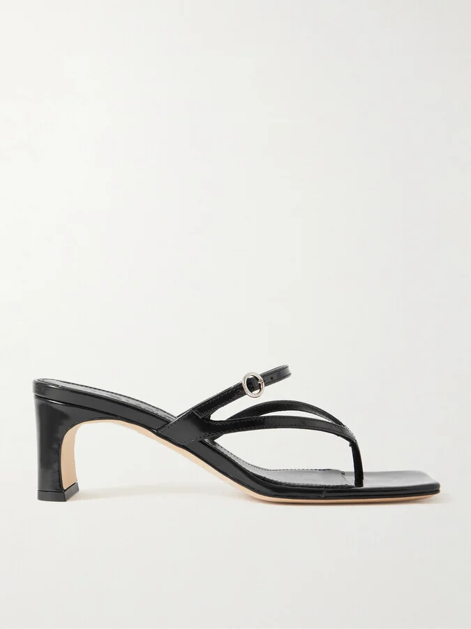 Aeyde - Giselle Glossed-leather Sandals - Black