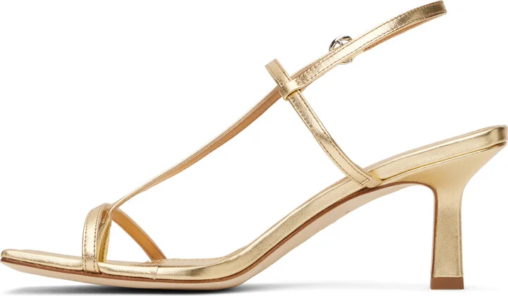 Aeyde Gold Elise Leather Toe-Post Heeled Sandals - Image 3