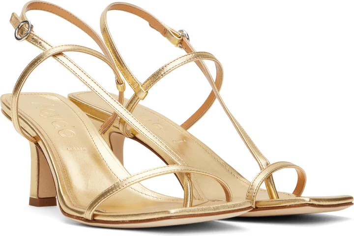 Aeyde Gold Elise Leather Toe-Post Heeled Sandals - Image 4