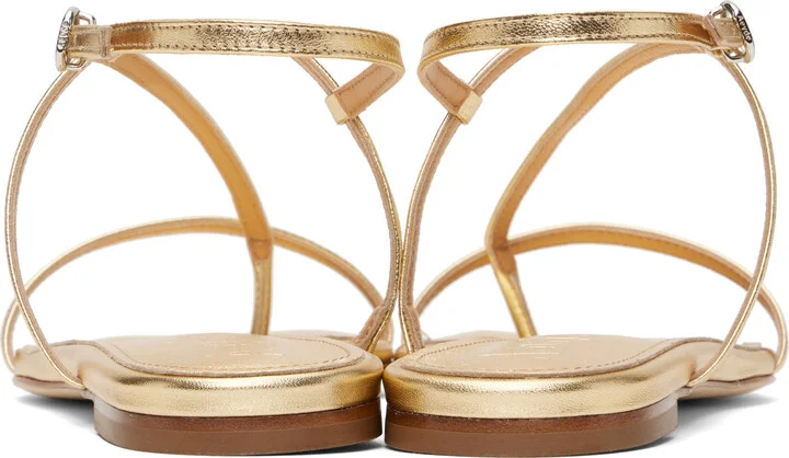 Aeyde Gold Ella Leather Toe-Post Sandals - Image 2