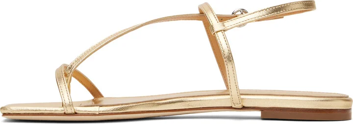 Aeyde Gold Ella Leather Toe-Post Sandals - Image 3