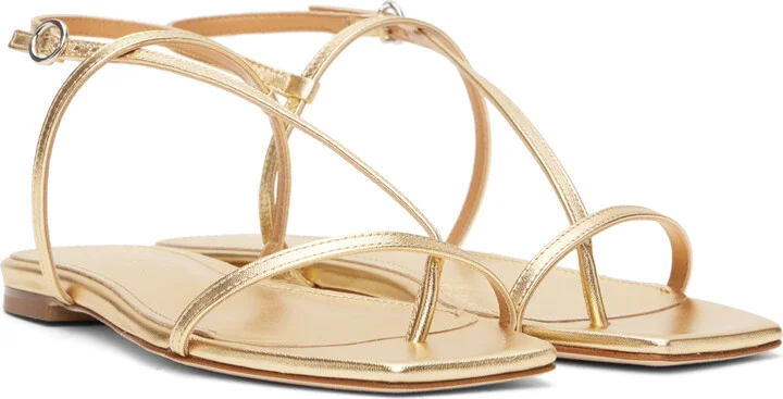 Aeyde Gold Ella Leather Toe-Post Sandals - Image 4