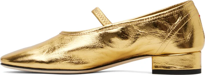 Aeyde Gold Pippa Leather Ballerina Flats - Image 3