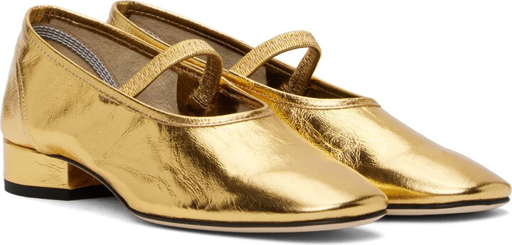 Aeyde Gold Pippa Leather Ballerina Flats - Image 4