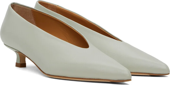 Aeyde Gray Clara Leather Heels - Image 4