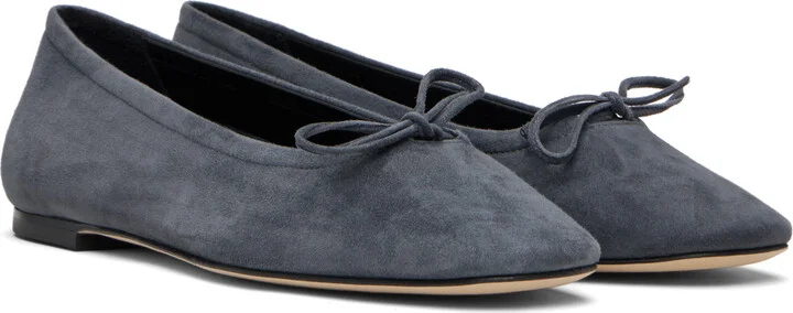Aeyde Gray Delfina Suede Ballerina Flats - Image 4