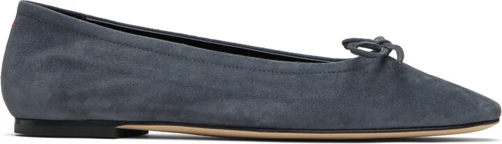 Aeyde Gray Delfina Suede Ballerina Flats