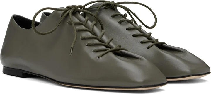 Aeyde Gray Isla Nappa Leather Derbys - Image 4