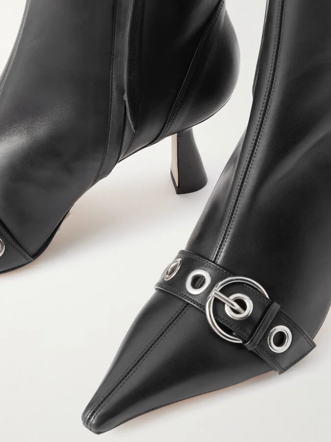Aeyde - Halima Buckled Leather Boots - Black - Image 4
