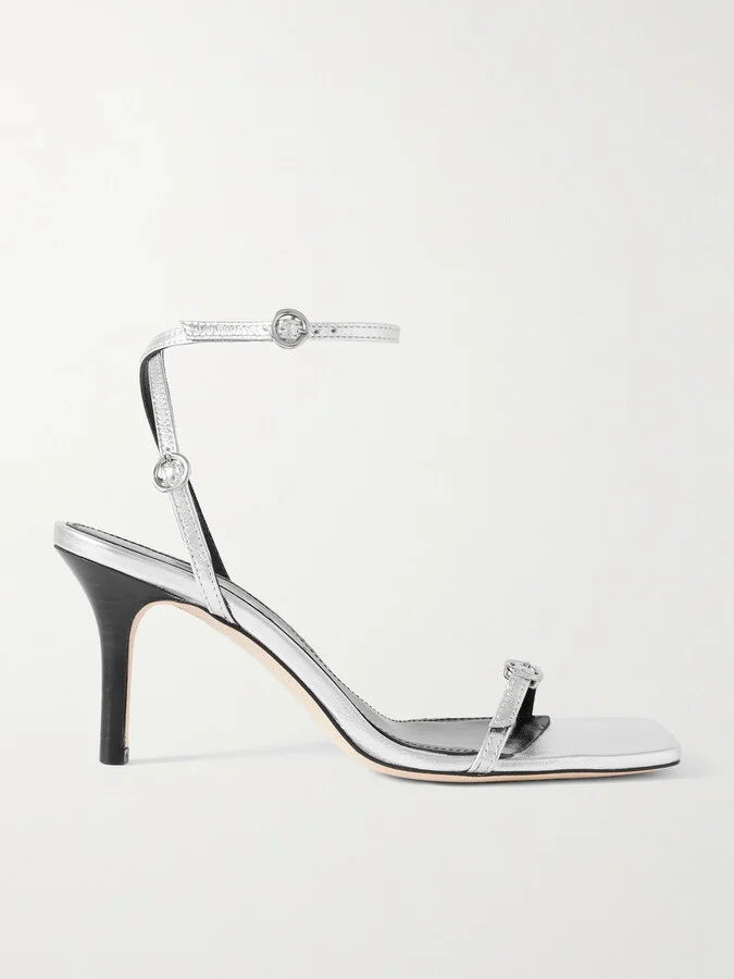 Aeyde - Hallie Metallic Leather Sandals - Silver